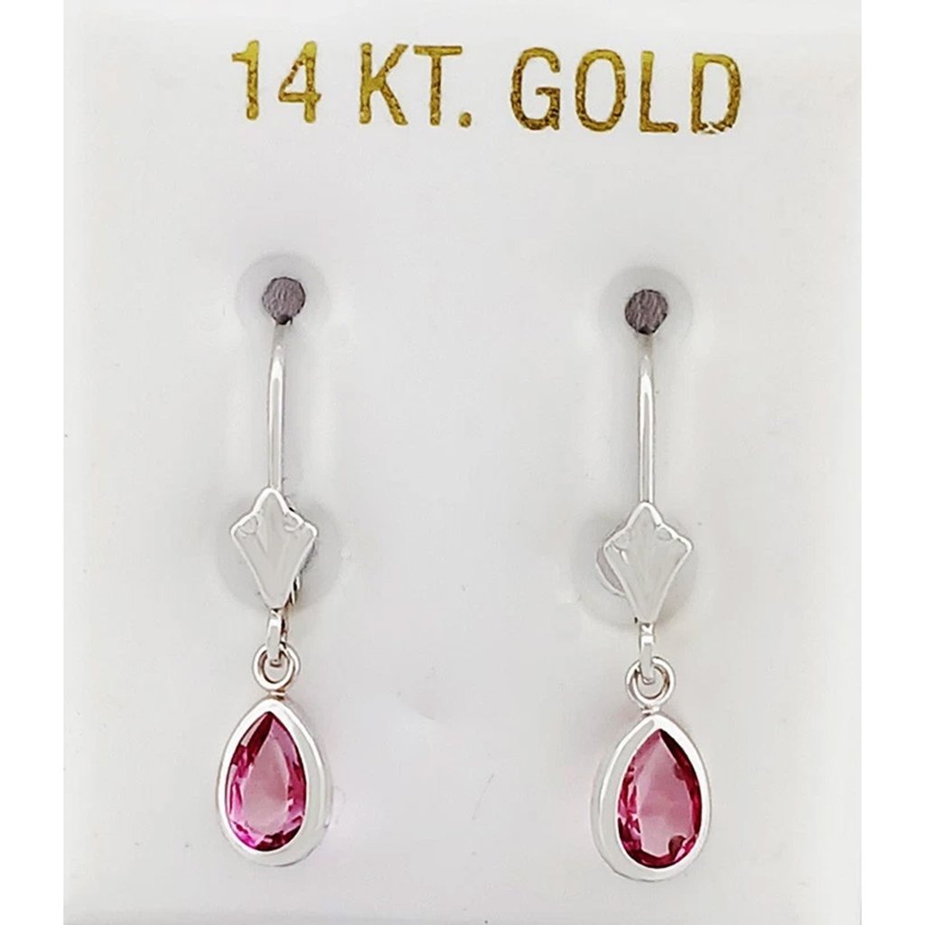 Genuine 2.16 Cts Pink Sapphires Dangling Earrings 14k White Gold